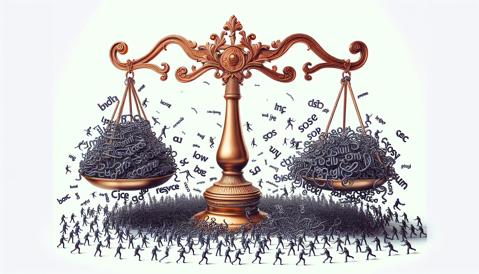 Illustration of a scale with keywords on one side and competition on the other